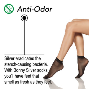 Silver Lady Ankle Socks For Sensitive Feet - 87% Nylon Silver Yarn