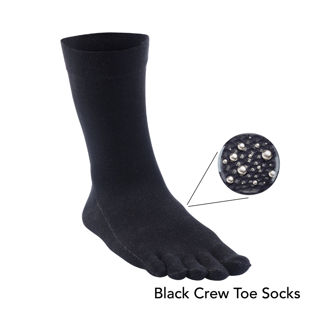 13% Pure Silver Black Crew Toe Socks for Sensitive Foots