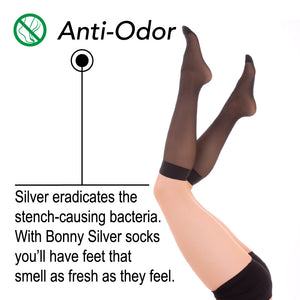 Silver Lady Knee Socks For Sensitive Feet - 87% Nylon Silver Yarn