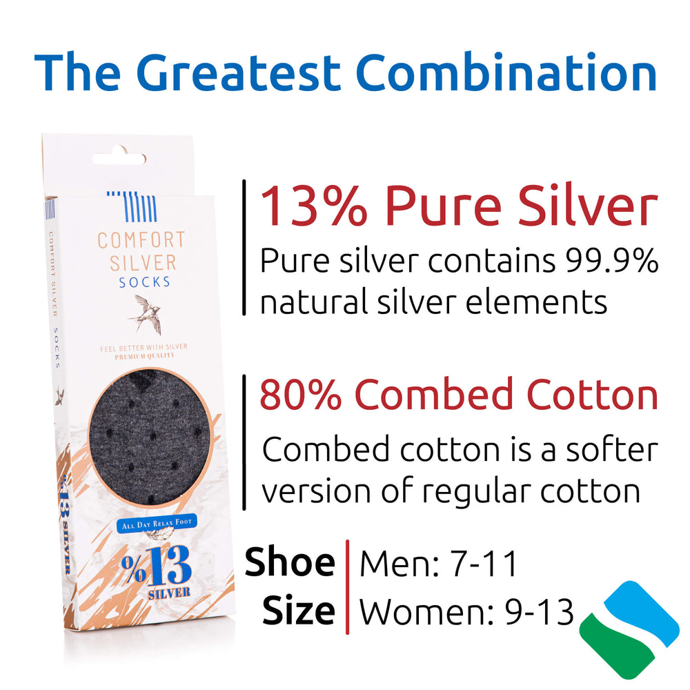 13% Pure Silver Daily Socks - Comfort Silver